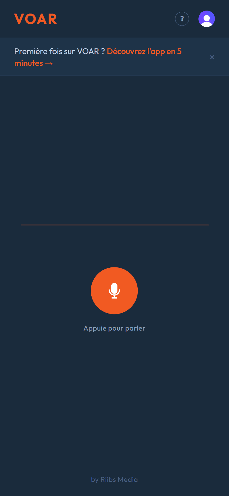 L'application VOAR — bouton parler